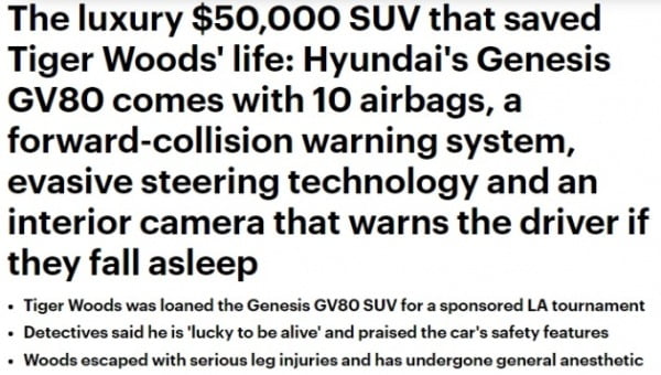 A luxury SUV worth 50,000 dollars using Woods…  GV80 unexpected promotion effect synthesis