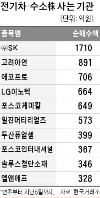 기관, 줄기차게 팔아도…전기차·수소 관련株는 담았다