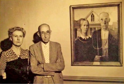 ‘아메리칸 고딕’의 모델인 치과의사 바이런 매키비(오른쪽)와 우드의 여동생 낸 우드 그레이엄 