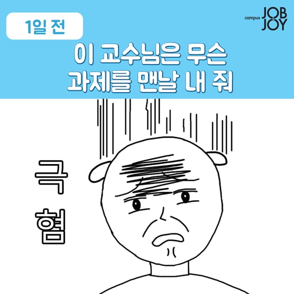 [카드뉴스] 대학교 과제 할 때 공감!! 대학생이 과제를 받으면 일어나는 일