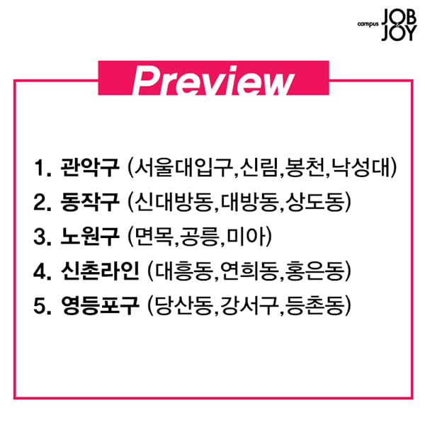 [카드뉴스] 서울 자취하기 좋은동네