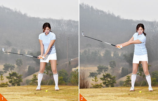 백스윙 시 들어 올린 손의 위치를 체크하라