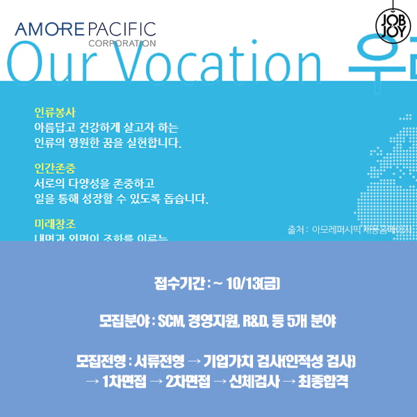 [카드뉴스] 아모레퍼시픽 마감임박!! 자소서 꿀팁으로 합격하라굿