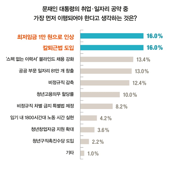 문 대통령, 취업난 해결할 것 51.4&#37;...&#39;블라인드 채용 강화&#39; 가장 필요