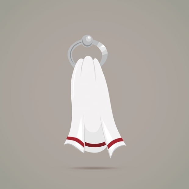 Vector art: towel icon isolated on neutral background.