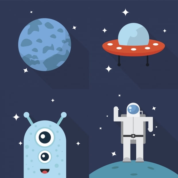 Set of great flat icons with style long shadow icon and use for space, galaxy , astrology and much more.