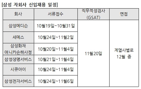 삼성그룹 또 한번 신입공채… 11월 20일 ‘미니GSAT’ 열린다