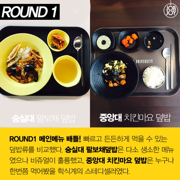 [카드뉴스] 학식 맛대맛! 숭실대 vs 중앙대, 당신의 선택은?