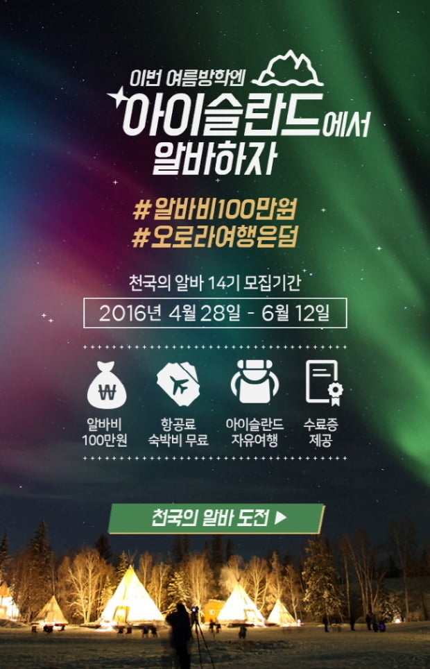 아이슬란드로 고래보호 알바하러 가자! 천국의 알바 14기 참가자 모집