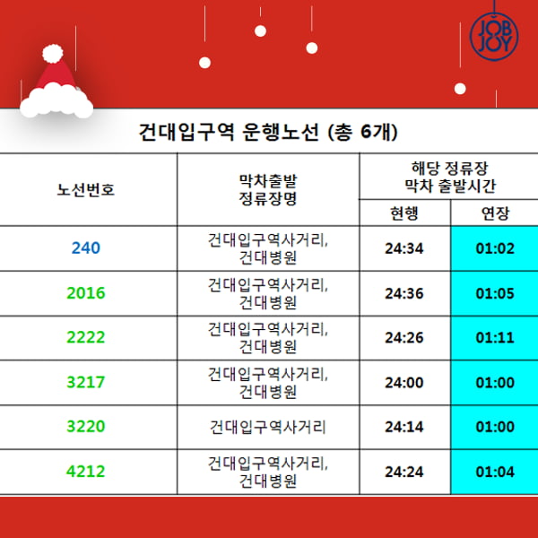 [카드뉴스] 크리스마스&amp;연말 버스 연장 운행시간