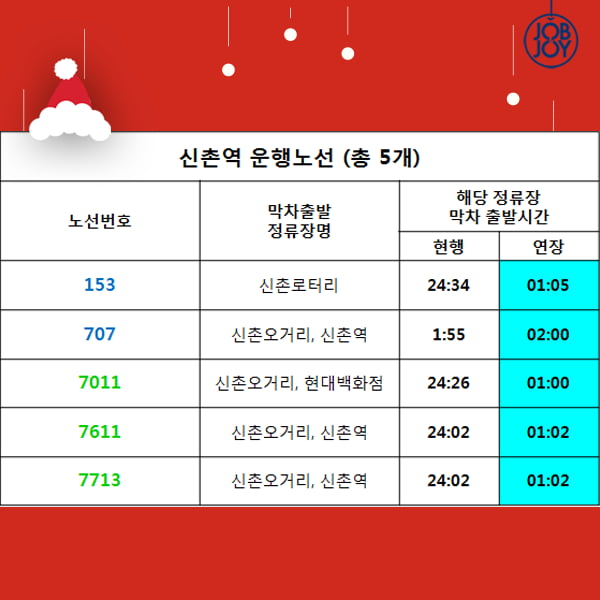 [카드뉴스] 크리스마스&amp;연말 버스 연장 운행시간