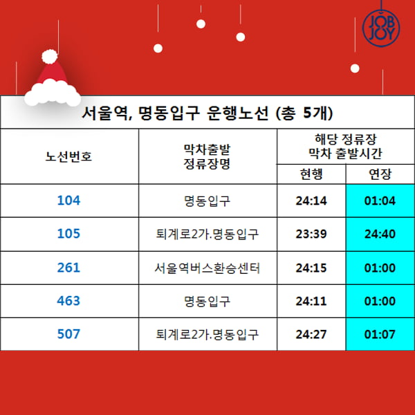 [카드뉴스] 크리스마스&amp;연말 버스 연장 운행시간