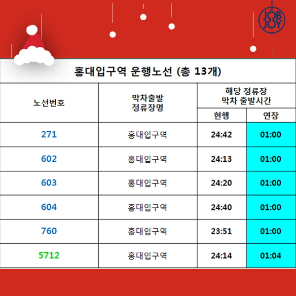 [카드뉴스] 크리스마스&amp;연말 버스 연장 운행시간