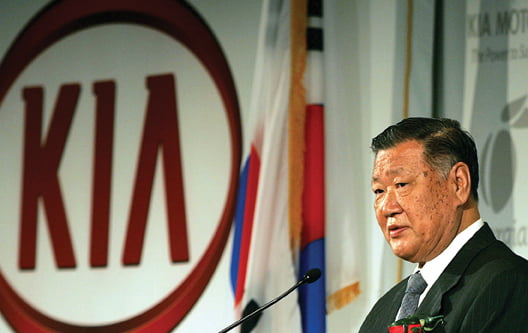 Hyundai-Kia Chairman Mong-Koo Chung speaks at the ceremonial groundbreaking of the 1.2 billion dollar KIA auto plant that is to begin construction in West Point, Georgia October 20, 2006.   REUTERS/Tami Chappell   (UNITED STATES)

<저작권자 ⓒ 2006 연 합 뉴 스. 무단전재-재배포 금지.>

Copyright 2004 Yonhap News Agency All rights reserved.