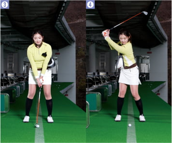 [Golf] 골프 연습장서 연습하기, 겨드랑이에 헤드 커버 끼우고 손과 귀 간격 일정하게 유지