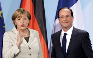 <YONHAP PHOTO-0170> German Chancellor Angela Merkel and French President Francois Hollande gesture after a news conference after their talks in the Chancellery in Berlin, May 15, 2012. Hollande was greeted by a thunderstorm in Paris and storm clouds gathering over the euro zone as France's first Socialist president in 17 years was sworn in on Tuesday before flying to Berlin to plead his case for less austerity in Europe.        REUTERS/Tobias Schwarz (GERMANY  - Tags: POLITICS)  /2012-05-16 05:04:21/
<저작권자 ⓒ 1980-2012 ㈜연합뉴스. 무단 전재 재배포 금지.>