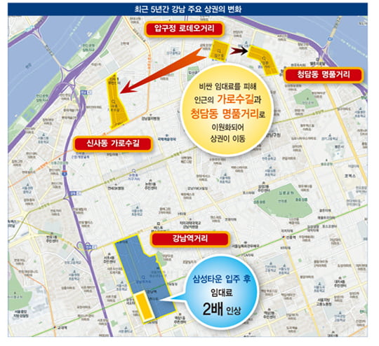 [부동산 불패 강남의 ‘두 얼굴’]&nbsp;&nbsp;과열 조짐 상권, 임대료 월 4천만 원…‘가로수길’ 후끈