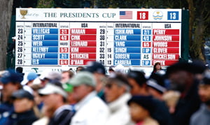 SAN FRANCISCO - OCTOBER 11:  Golf fans watch the play on the 15th hole during the Final Round Singles Matches of The Presidents Cup at Harding Park Golf Course on October 11, 2009 in San Francisco, California.  (Photo by Scott Halleran/Getty Images)