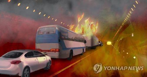 대구∼포항고속도로 터널서 화물차 불…30분 만에 진화