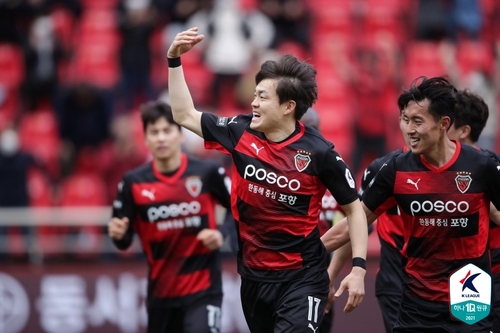 '송민규 역전 결승골' 포항, 안방서 인천 2-1로 제압(종합)