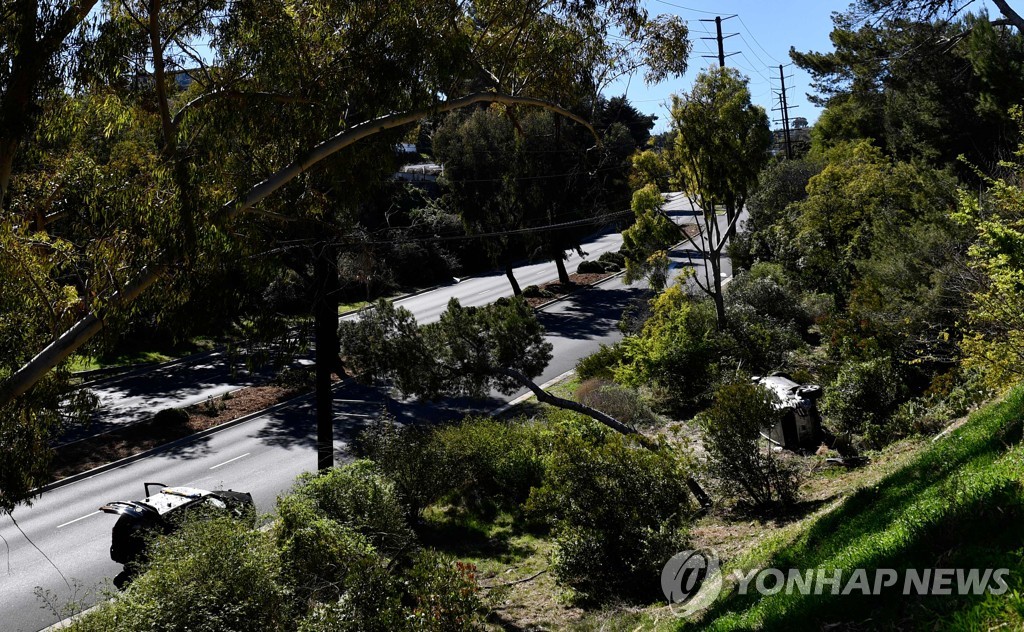 타이거 우즈, 차 전복사고로 두 다리 중상…내리막길 과속(종합3보)