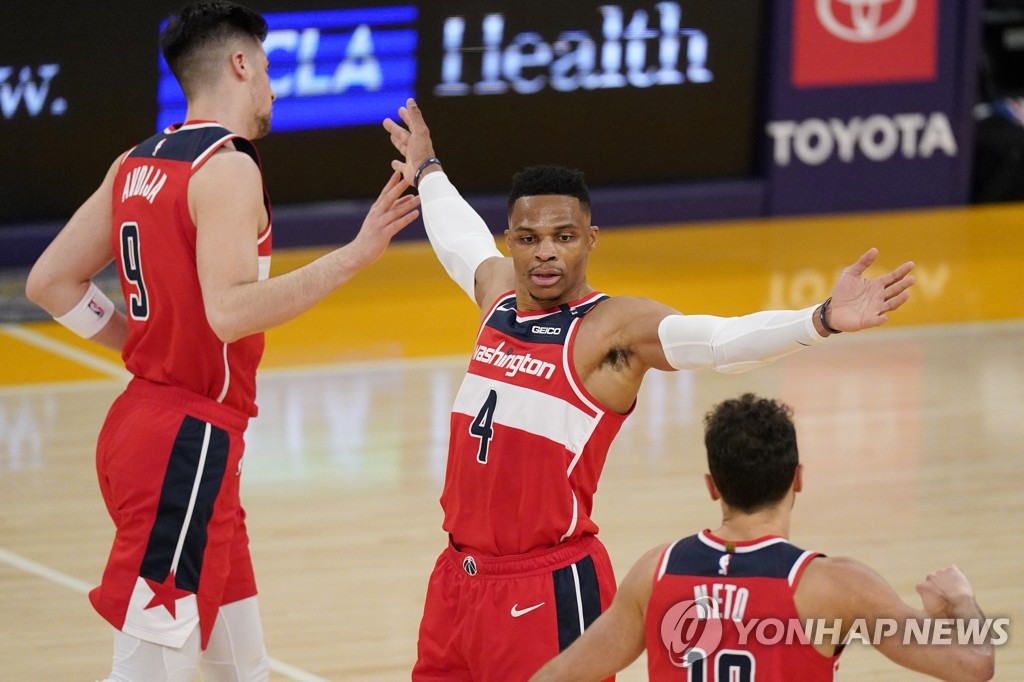 '웨스트브룩 32점' NBA 워싱턴, 레이커스도 잡고 5연승