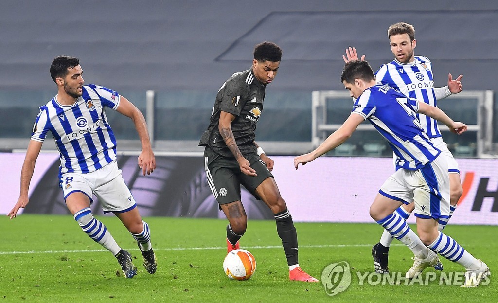 맨유, 유로파리그 32강 1차전서 레알 소시에다드에 4-0 대승