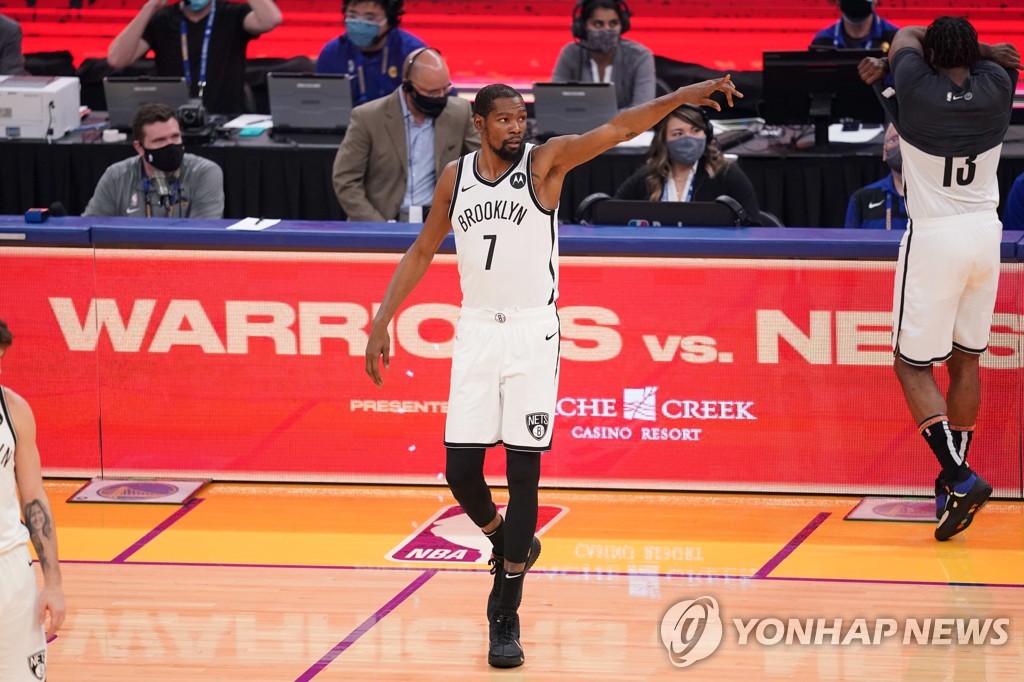 듀랜트의 첫 GSW 방문경기서 브루클린 완승…하든 16어시스트