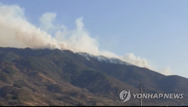 경남 하동군 산불 5시간째…"완진까지 시간 걸릴 듯"