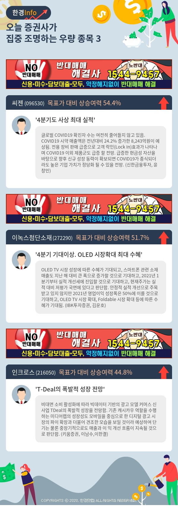 [포커스]오늘 증권사가 집중 조명하는 우량 종목 3