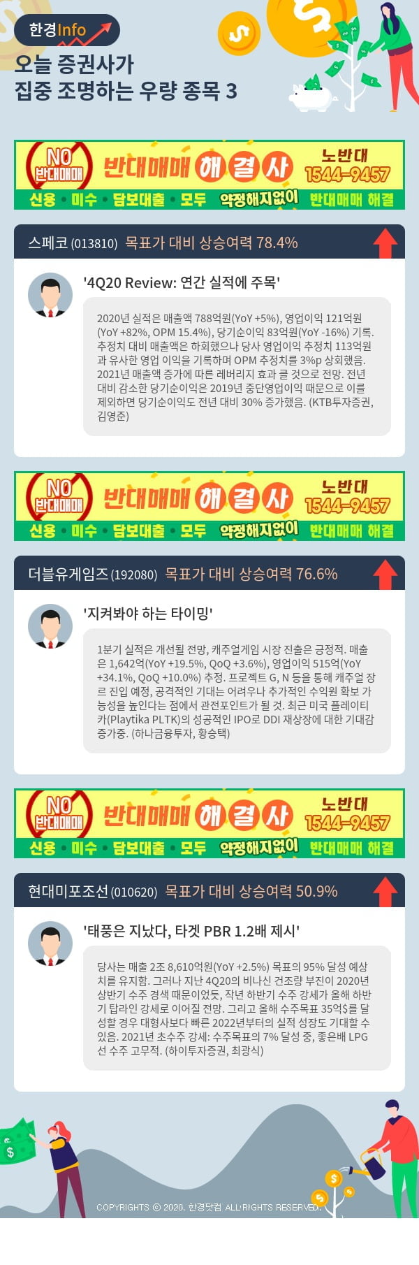 [포커스]오늘 증권사가 집중 조명하는 우량 종목 3