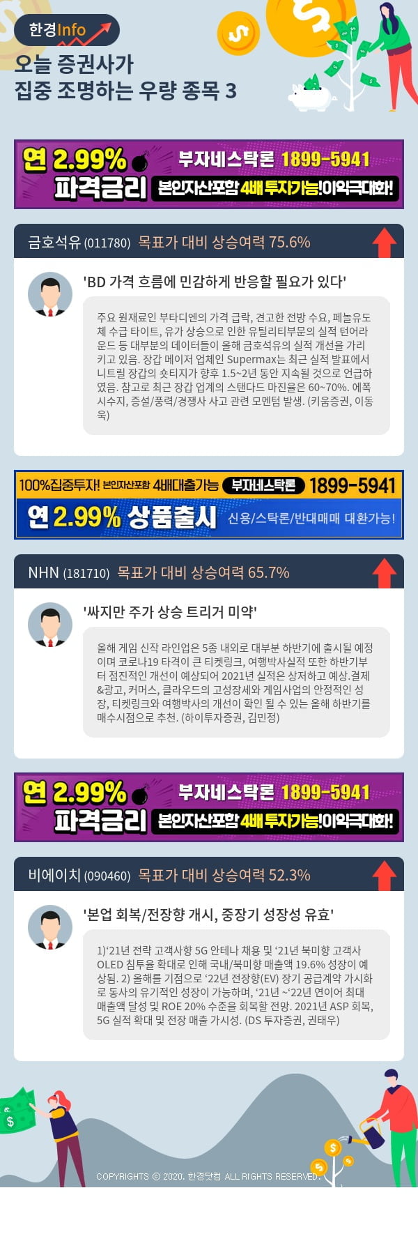 [포커스]오늘 증권사가 집중 조명하는 우량 종목 3