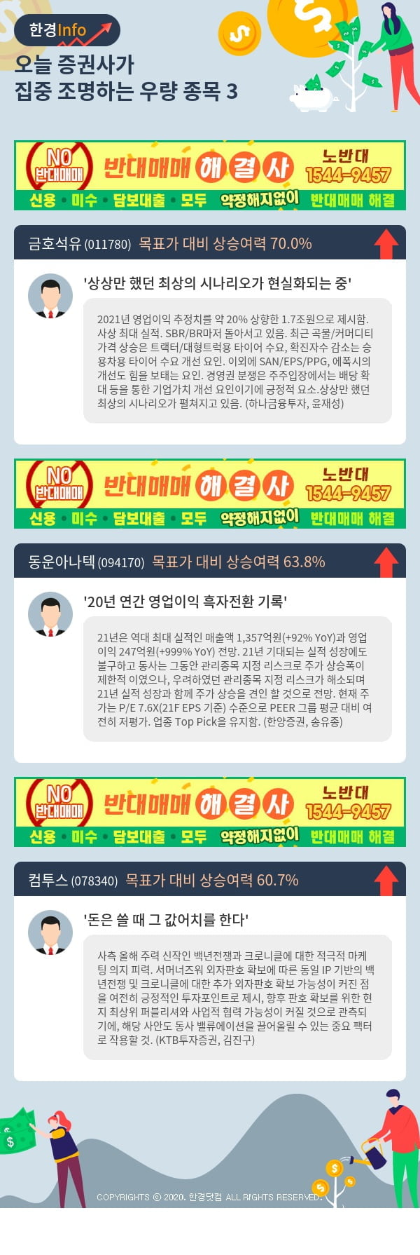 [포커스]오늘 증권사가 집중 조명하는 우량 종목 3