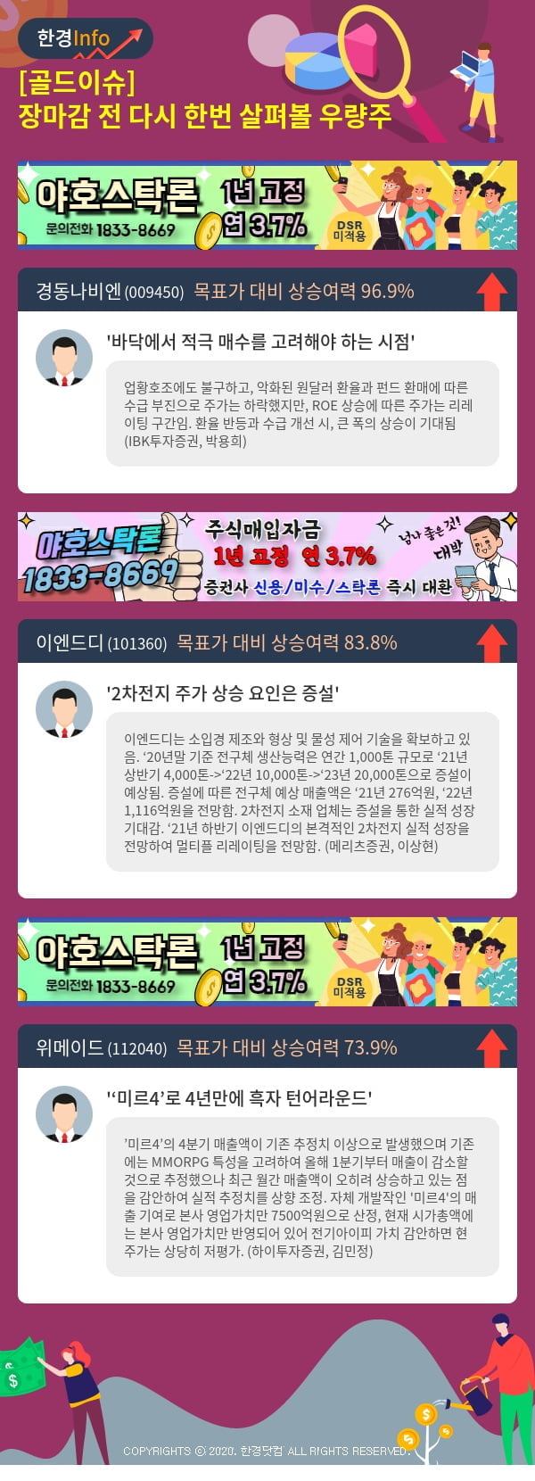 [골드이슈] 장마감 전 다시 한번 살펴볼 우량주