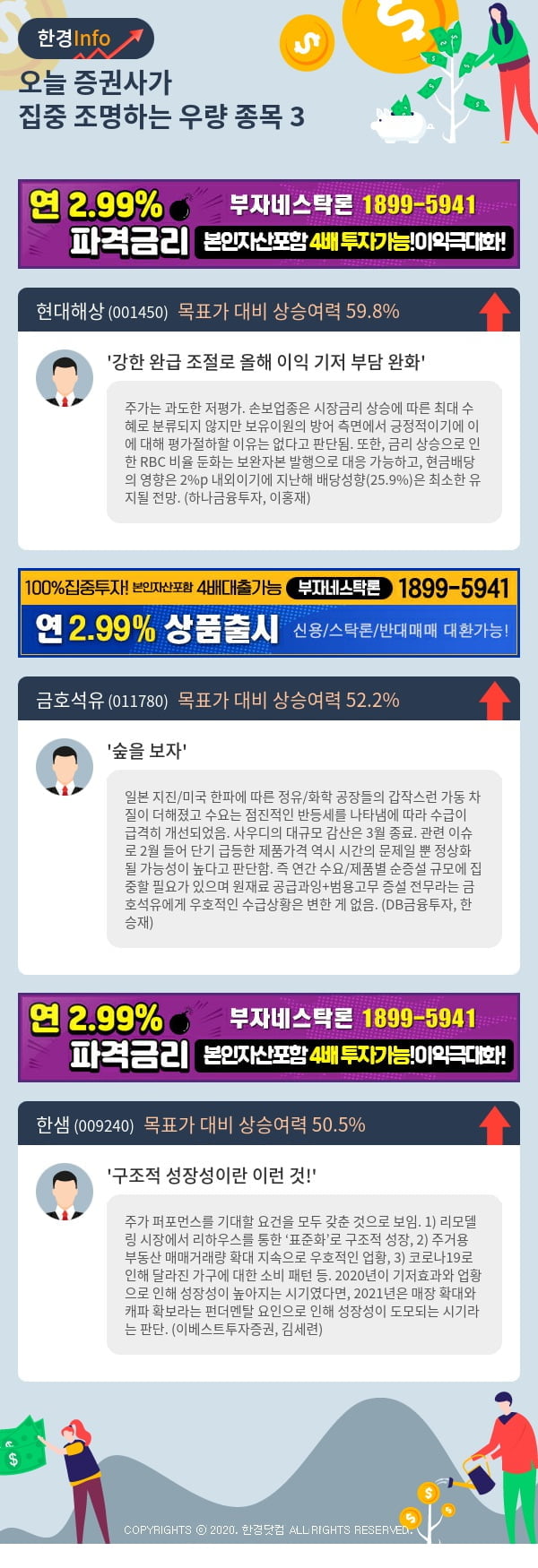 [포커스]오늘 증권사가 집중 조명하는 우량 종목 3