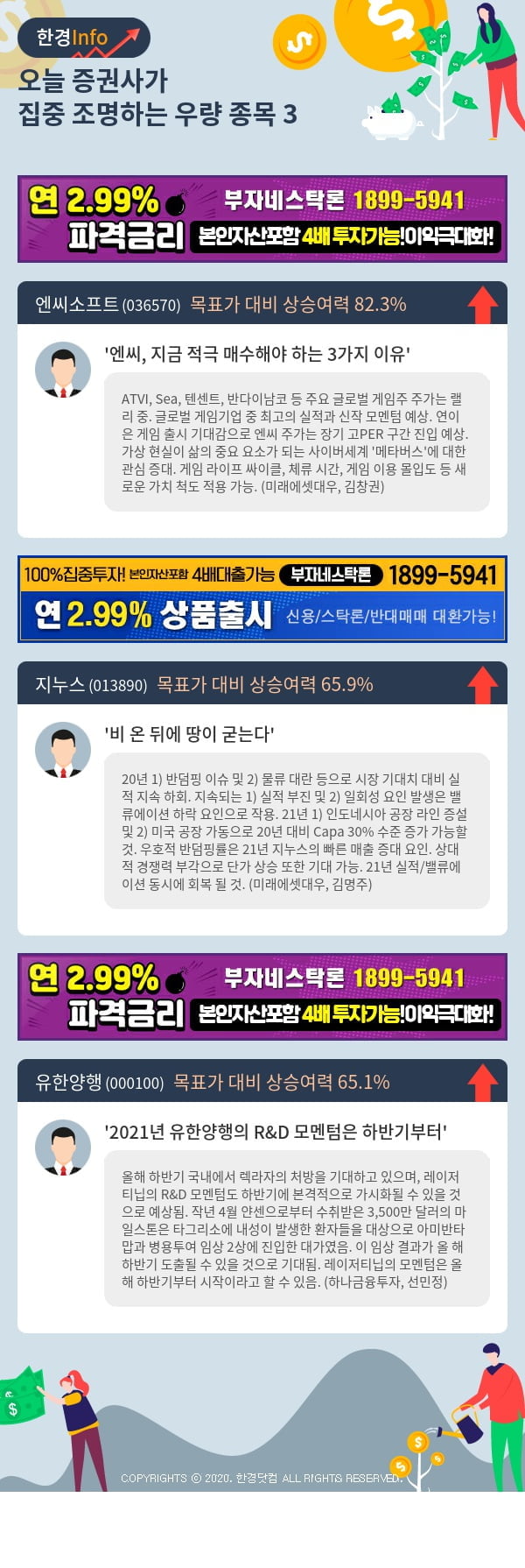 [포커스]오늘 증권사가 집중 조명하는 우량 종목 3