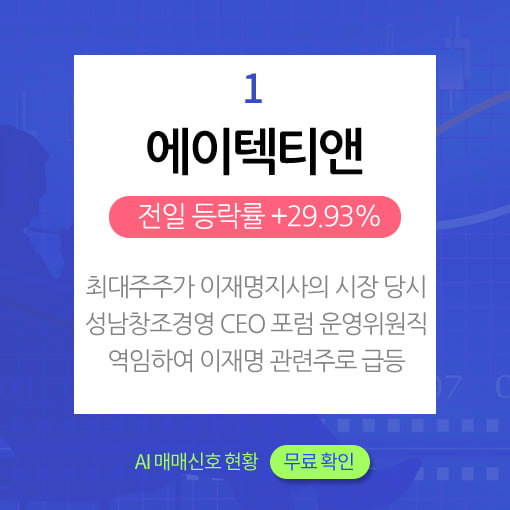 오후장 급등주분석 - 에이텍티앤, 오디텍, 대원미디어...