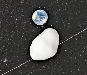 2017년 지구 근방을 통과한 ‘2012 TC4’ 소행성 상상도.  미국 항공우주국(NASA) 제공 