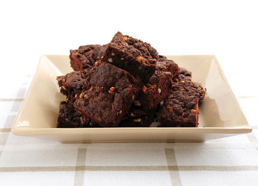 Homemade chocolate brownies served on a plate