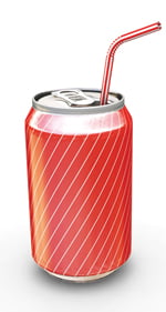 Soda can with straw