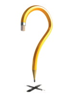 question symbol made from bent pencil