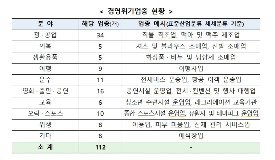 `버팀목자금 플러스` 지급 시작…여행사·영화관 등 112개 경영위기업종 지정