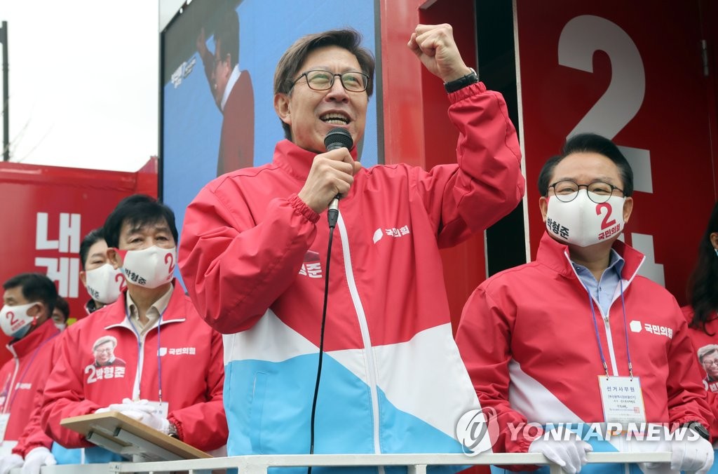 첫 주말 유세 박형준 "일자리 파괴한 정부" 정권 심판 공세