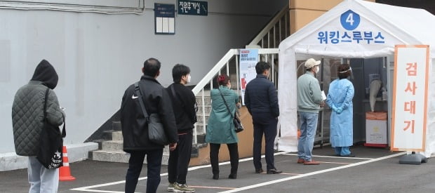 15일 서울 중구 국립중앙의료원 내 해외출국 선별진료소에서 시민들이 코로나19 검사를 기다리고 있다. /사진=뉴스1