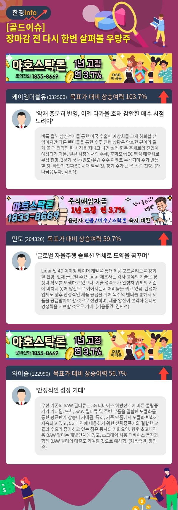 [골드이슈] 장마감 전 다시 한번 살펴볼 우량주