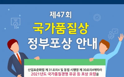 한국표준협회, 2021 국가품질경영 유공 등 정부포상 신청 접수