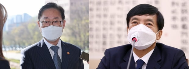박범계 법무부 장관(왼쪽)과 이성윤 서울중앙지검장. 사진=연합뉴스