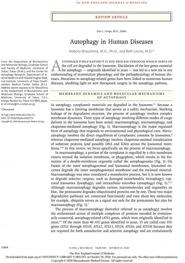 [이달의 논문 리뷰] 자가포식(Autophagy)과 질병 연관성