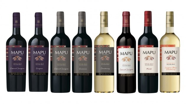 바롱필립 드 로칠드 칠레가 생산한  마푸 와인 시리즈. 사진=아영FBC