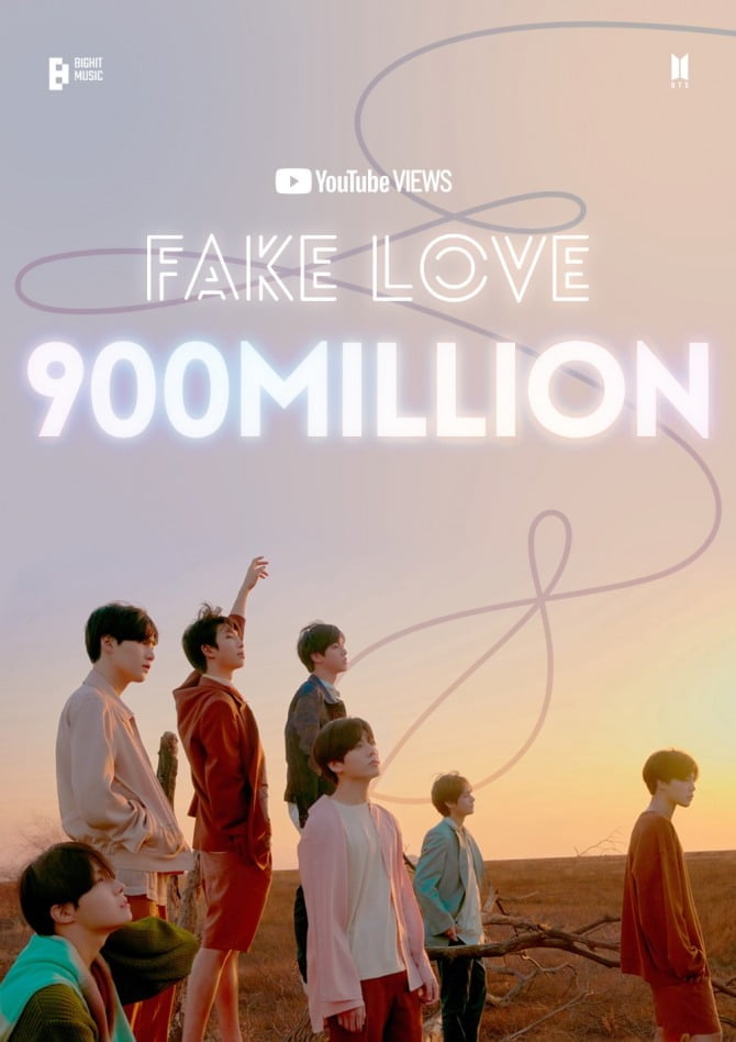 방탄소년단 ‘FAKE LOVE’ 뮤직비디오, 9억뷰 돌파 ‘통산 4번째 대기록’